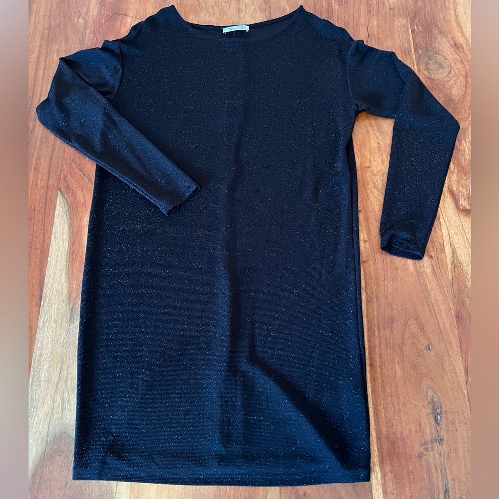 Dex Black Glitter Long Sleeve Dress